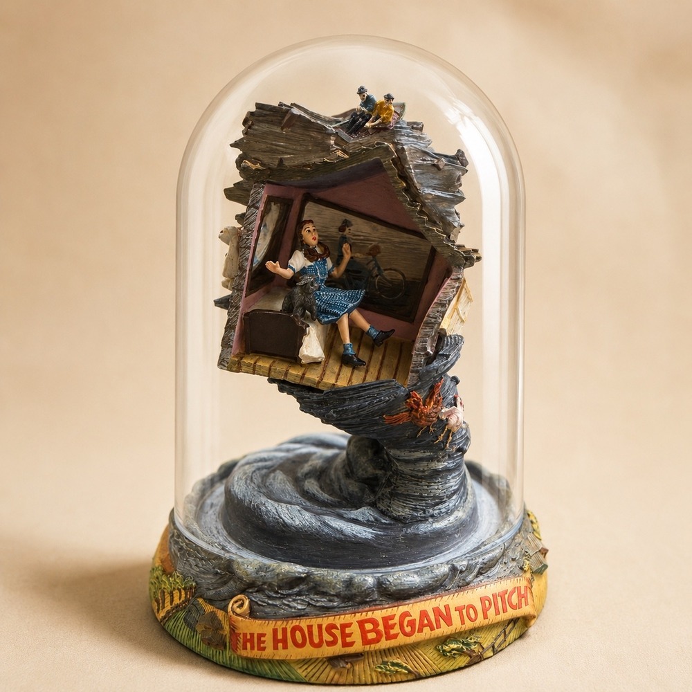 1995 Franklin Mint Wizard of Oz The House Began to Pitch Domed Music Box Dorothy